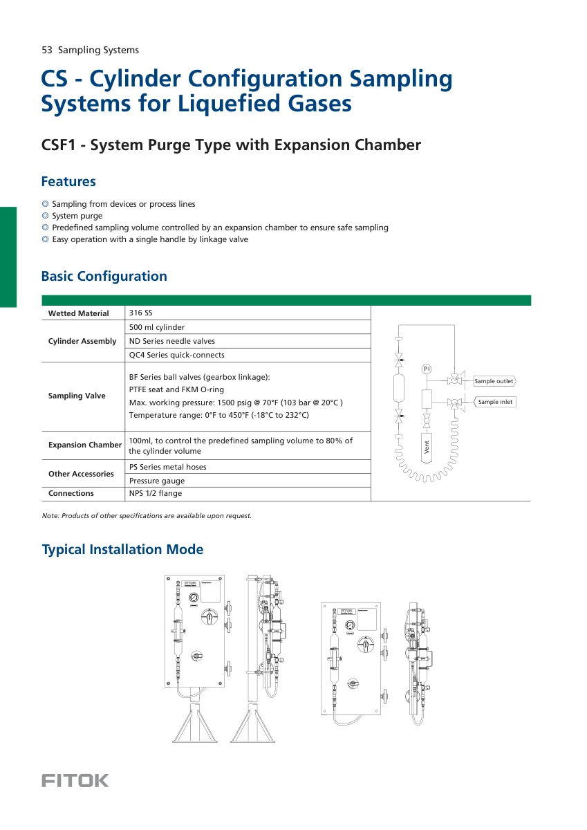 Cylinder Configuration Sampling Systems for Liquefied Gases, CS Series