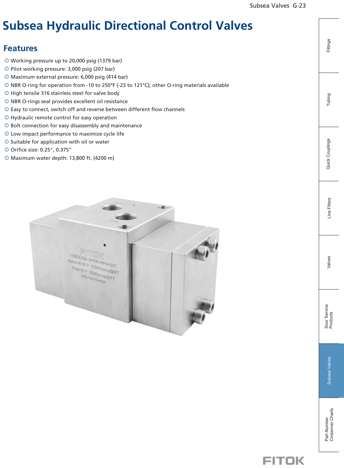 Subsea Hydraulic Directional Control Valves, 15SDC and 20SDC Series