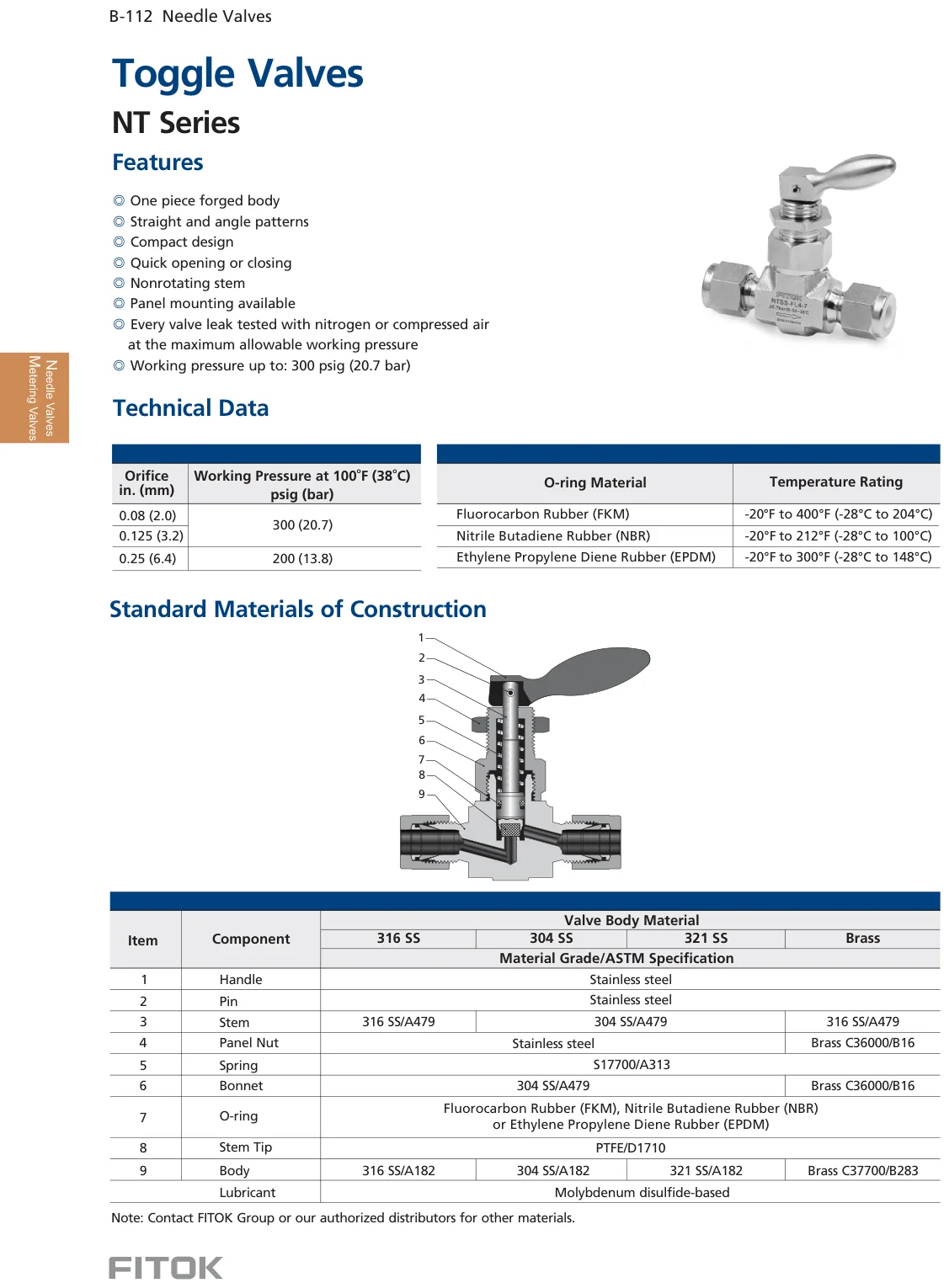 Toggle Valves, NT Series (Catalog)