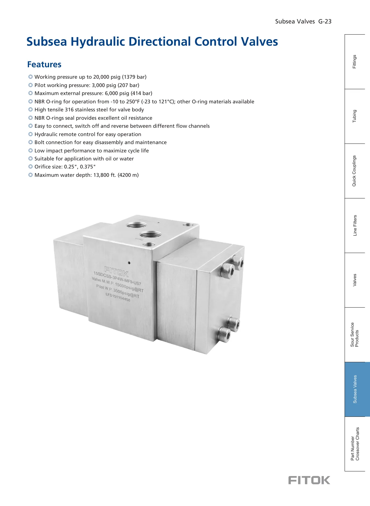 Subsea Hydraulic Directional Control Valves, 15SDC and 20SDC Series