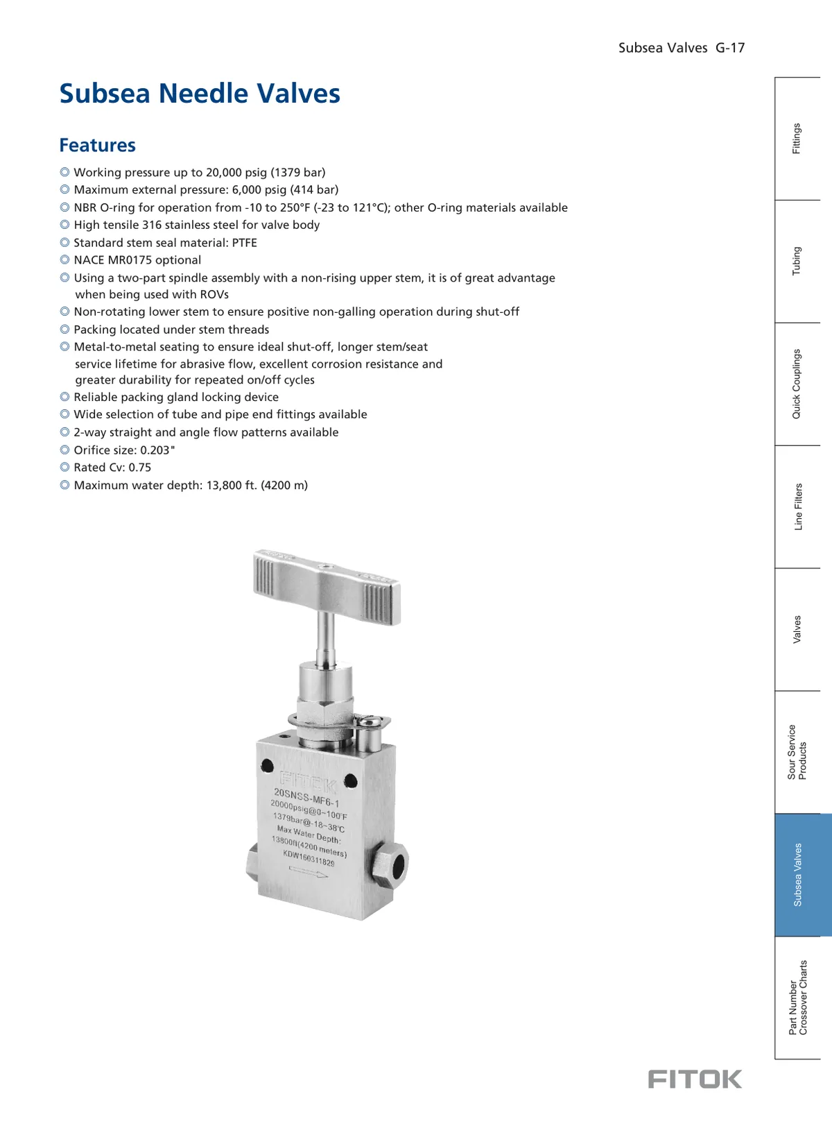 Subsea Needle Valves, 15SN and 20SN Series